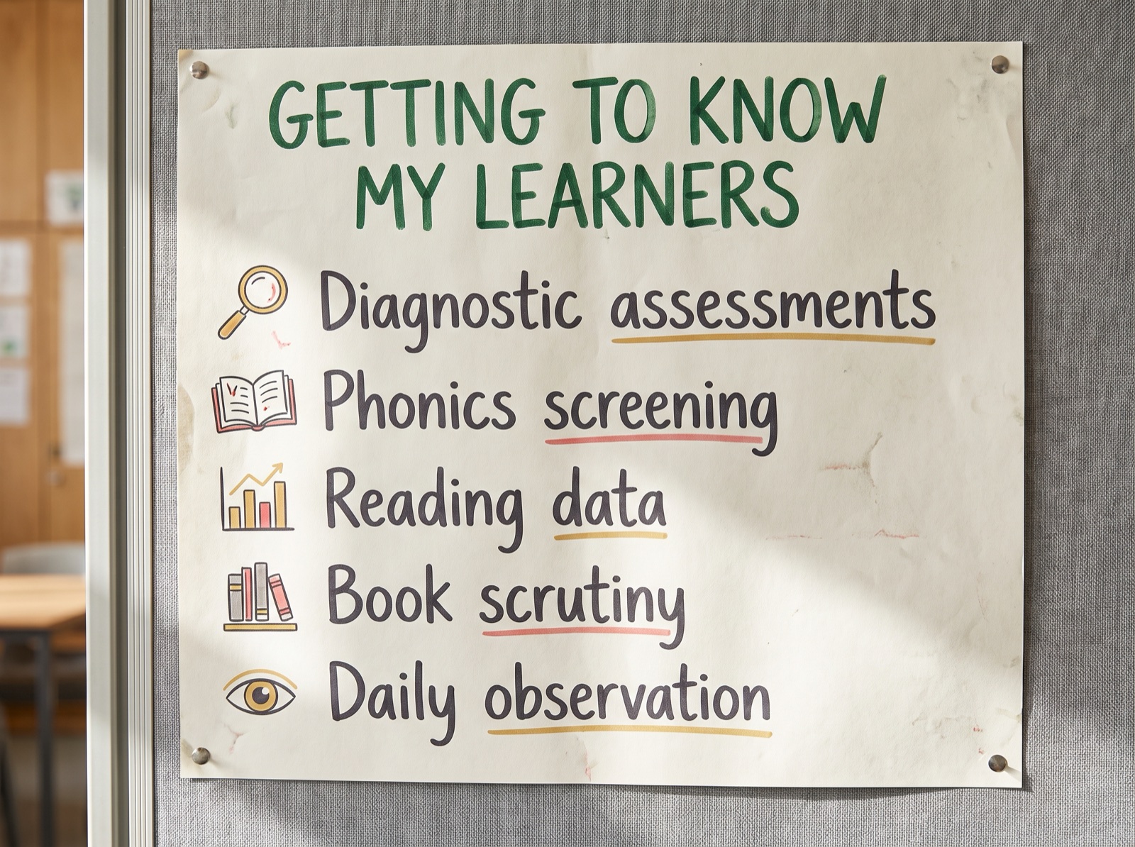 How Ayesha gets to know each learner: diagnostic assessment, phonics screening, reading data and book scrutiny